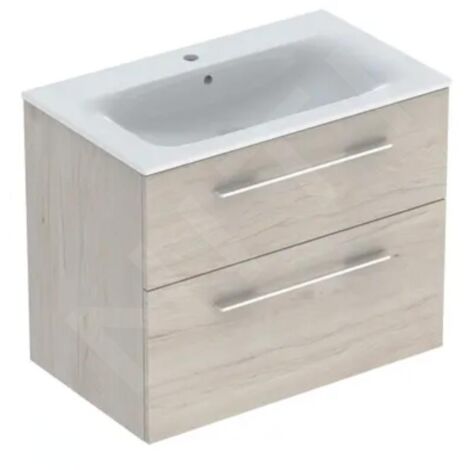 Geberit Selnova Square - Meuble-vasque 635x788x480 mm, avec vasque, 2 tiroirs, noyer clair hickory 501.243.00.1 (1/3)