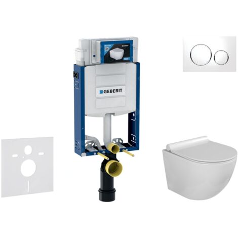 Geberit Kombifix - Set de bâti-support, cuvette Gaia et abattant softclose, plaque de déclenchement Sigma20, blanc/chrome (1/5)