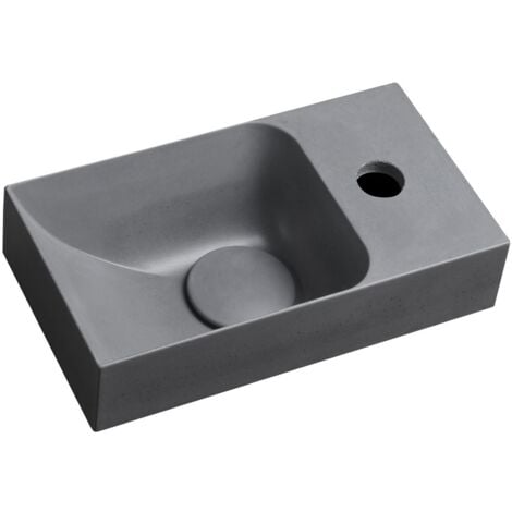 PICCOLINO lavabo en béton 30,8x17cm, mélangeur à droite, gris