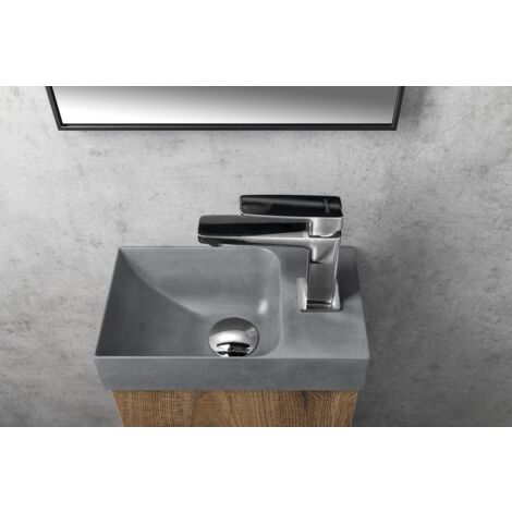 PICCOLINO lavabo en béton 30,8x17cm, mélangeur à droite, gris