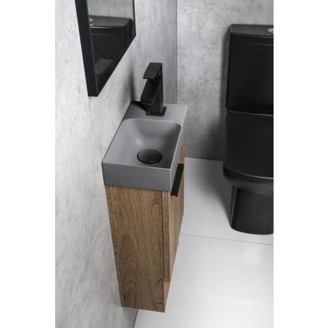 PICCOLINO lavabo en béton 30,8x17cm, mélangeur à droite, gris