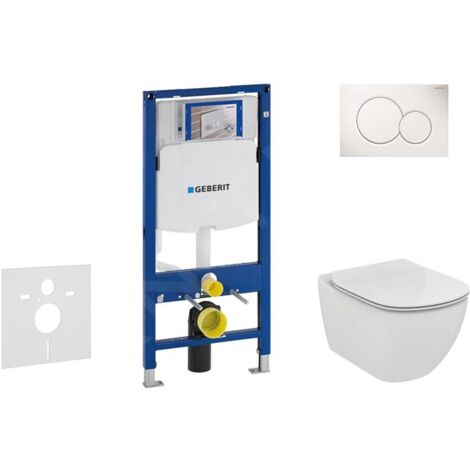 Geberit Duofix - Bâti-support avec cuvette, abattant Ideal Standard Tesi, plaque Sigma01, blanc alpin 111.300.00.5 NF1