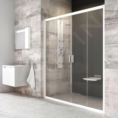 Ravak Blix - Porte de douche en quatre parties BLDP4-130, 1270-1310 mm, blanc/verre clair 0YVJ0100Z1 (1/5)