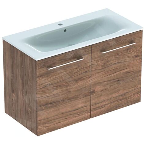 Geberit Selnova Square - Meuble-vasque 635x988x480 mm, avec vasque, 2 portes, noyer hickory 501.262.00.1 (1/3)