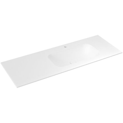 Lavabo ARUBA à droite, 160x51,5 cm, Rockstone blanc mat (1/5)