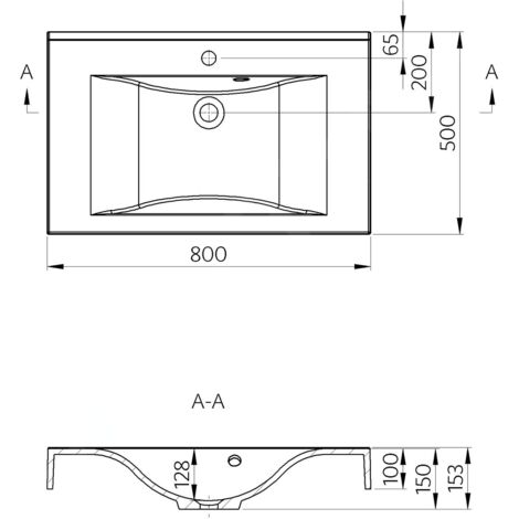 Sapho Nadja - Lavabo 800x500 mm, avec trop-plein, trou pour robinet, blanc 68081