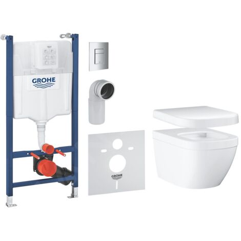 Grohe Solido - Set de bâti-support avec accessoires, cuvette Euro Ceramic et abattant softclose, plaque de déclenchement Skate (1/5)