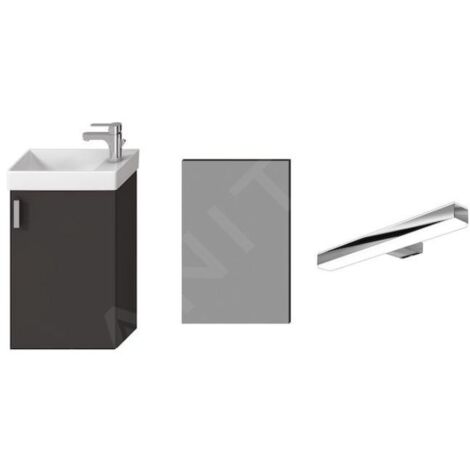 Jika Petit - Set meuble avec lave-mains, miroir et éclairage, gris H45J5141753011 (1/3)