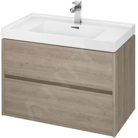 Cersanit Crea - Meuble-lavabo, 53x79x45 cm, 2 tiroirs, chêne S924-009 (1/3)