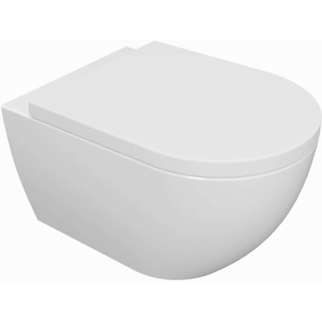 Kielle – WC suspendu Rimless avec abattant SoftClose – Rinçage efficace – Fixation cachée – Dimensions 360x530mm – 30102000