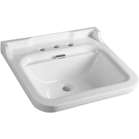 WALDORF Lavabo en céramique 60x55cm, 3 trous, blanc (1/5)