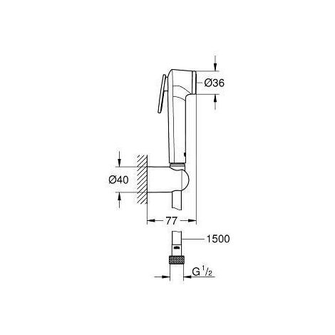 Grohe Tempesta-F - Douchette de bidet avec support et flexible de 1,5 m, chrome 26353000