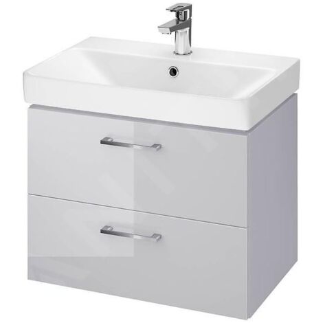 Cersanit Lara - Meuble avec lavabo, 46x59x38 cm, 2 tiroirs, gris S801-317-DSM (1/4)