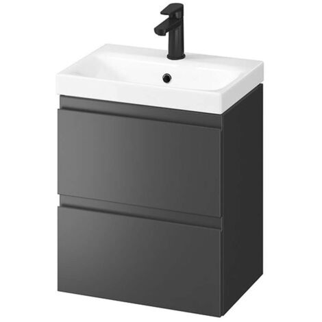 Cersanit Moduo - Meuble-lavabo, 57x50x35cm, 2 tiroirs, anthracite S590-087 (1/2)