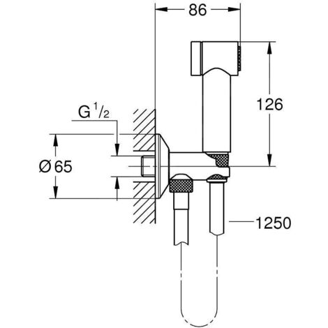 Grohe Sena - Robinet mural avec douchette de bidet manuelle, chrome 26332000