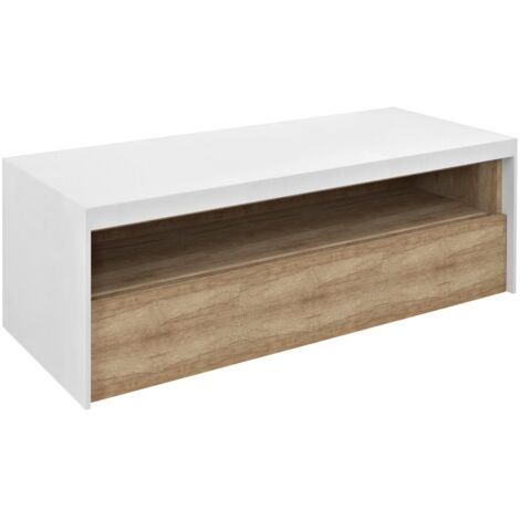 VIERA Vanity Unité 120x44x50cm, blanc mat/Oak Alabama (1/5)