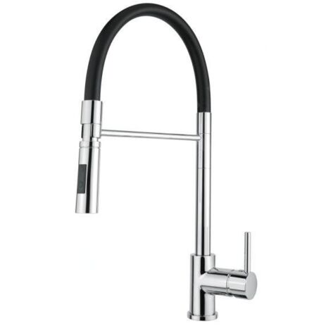 Alveus Robinetterie - Mitigeur d'évier avec bras flexible et douchette extractible, chrome / noir 1132184 (1/3)