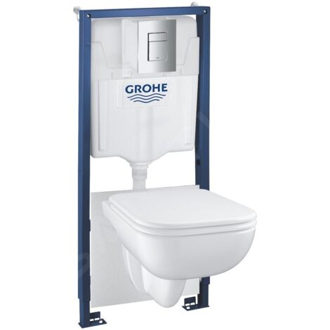 Grohe Solido - Set de bâti-support, cuvette Edge Ceramic et abattant softclose, plaque de déclenchement Even, chrome 39817000 (1/5)