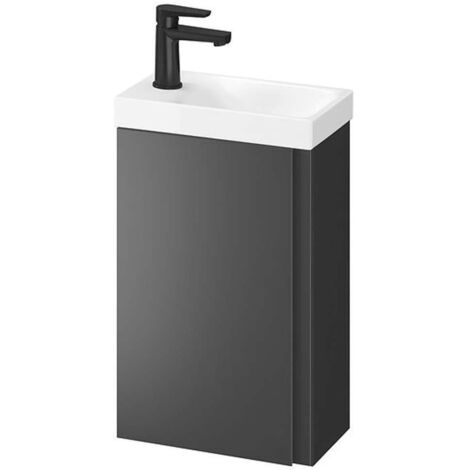 Cersanit Moduo - Meuble-lavabo, 59x39x22 cm, 1 porte, charnières G/D, anthracite S590-078 (1/3)