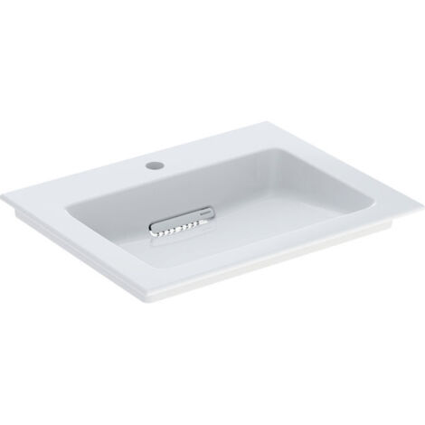 Geberit ONE - Meuble-lavabo 600x480x130 mm, trop-plein caché, avec trou pour robinetterie, sortie horizontale, KeraTect, blanc (1/3)