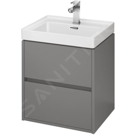 Cersanit Crea - Meuble-lavabo, 53x49x40 cm, 2 tiroirs, gris S924-015 (1/4)