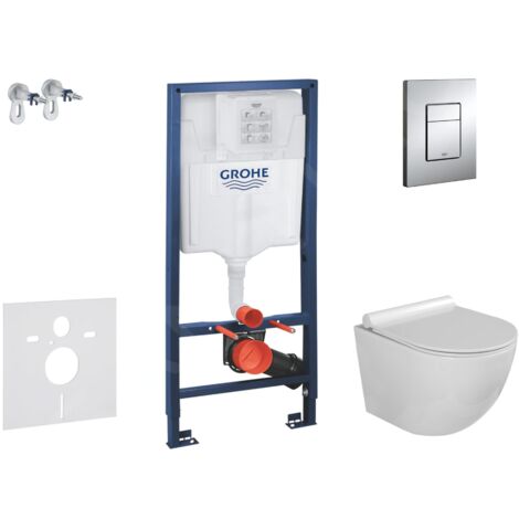 Grohe Rapid SL - Set de bâti-support, cuvette Gaia et abattant softclose, plaque de déclenchement Skate Cosmopolitan, chrome