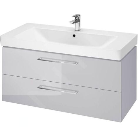 Cersanit Lara - Meuble avec lavabo, 46x99x45 cm, 2 tiroirs, gris S801-332-DSM (1/2)