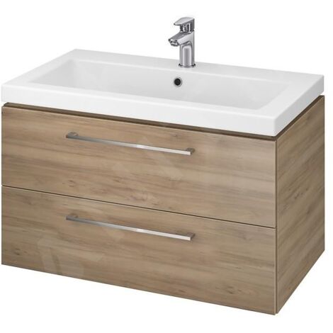 Cersanit Lara - Meuble-lavabo, 45x79x45 cm, 2 tiroirs, noyer S926-006-DSM (1/2)