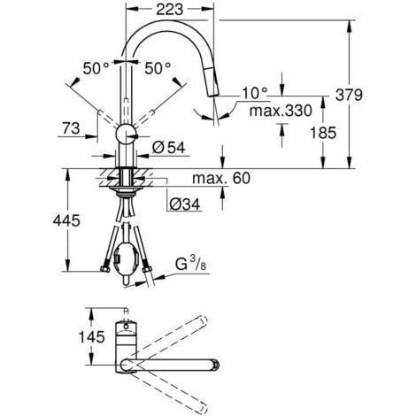 Grohe Minta - Mitigeur d'évier avec douchette extractible, Warm Sunset brossé 32321DL2