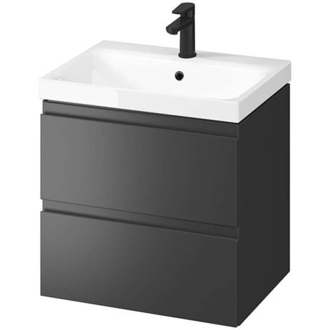 Cersanit Moduo - Meuble-lavabo, 57x60x45cm, 2 tiroirs, anthracite S590-080 (1/3)