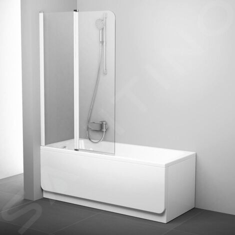 Ravak Chrome - Paroi de baignoire CVS2 en deux parties, gauche, 990x1500 mm, blanc/verre transparent 7QLA0100Z1 (1/5)