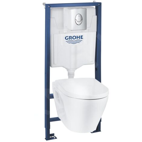 Grohe Solido - Bâti-support, cuvette Serel, abattant softclose, plaque de déclenchement Start, chrome/blanc 39583000 (1/5)