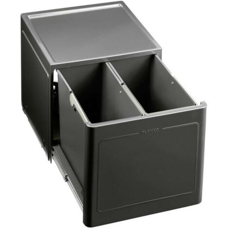 Blanco – Poubelle sous évier encastrable 26 l – 2 seaux de 13 l – Plastique noir – Montage rapide pour meubles de 450 mm – Système de tri sélectif
