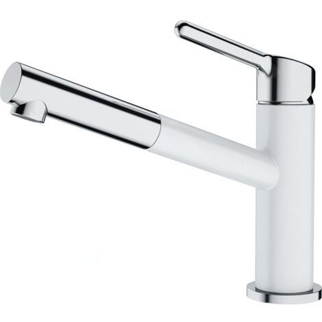 Franke Orbit - Mitigeur d'évier FC 3055.094 avec douchette extractible, chrome / blanc-glace 115.0623.139 (1/2)