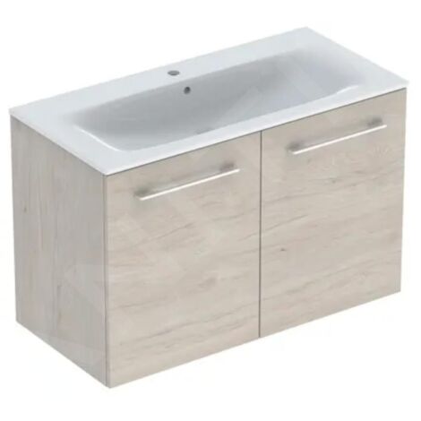Geberit Selnova Square - Meuble-vasque 635x988x480 mm, avec vasque, 2 portes, noyer clair hickory 501.263.00.1 (1/3)