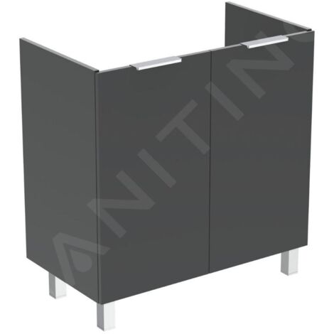Ideal Standard Eurovit - Meuble-lavabo, 84x80x44 cm, 2 porte, charnières G/D, gris brillant R0262TI (1/3)