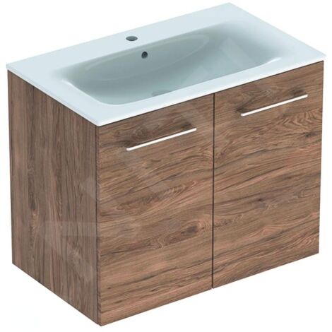 Geberit Selnova Square - Meuble-vasque 635x788x480 mm, avec vasque, 2 portes, noyer hickory 501.258.00.1 (1/3)