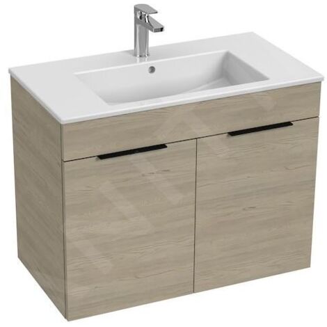 Jika Cube - Meuble avec lavabo 80x43x61 cm, frêne H4537521765141 (1/2)