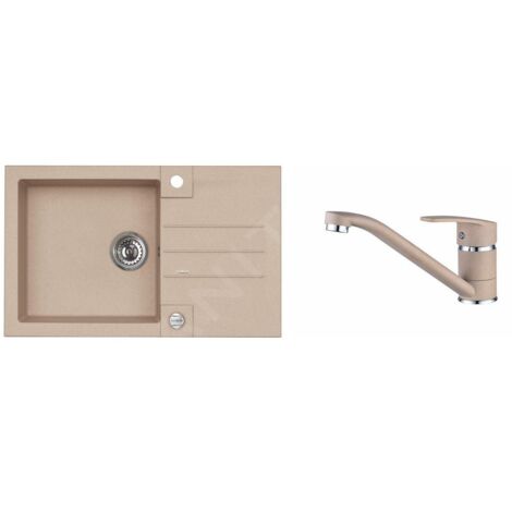 Alveus Sets - Ensemble d'évier Rock 130 et la robinetterie Nina, beige SETA055 (1/4)