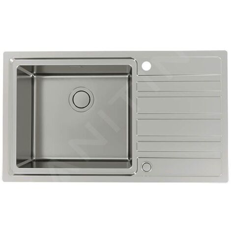Alveus Rando Up - Évier, 865x505 mm, avec commande du vidage, bac à gauche, inox 1136611 (1/4)