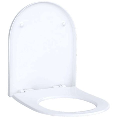 Geberit – Abattant WC antibactérien en duroplast – SoftClose – Fixation par le haut – Charnières laiton chromé – Design élancé