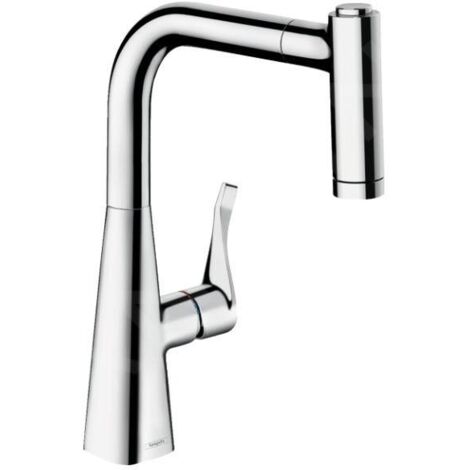 Hansgrohe M71 - Mitigeur d'évier Metris avec douchette extractible, sBox, EcoSmart, chrome 73823000 (1/5)
