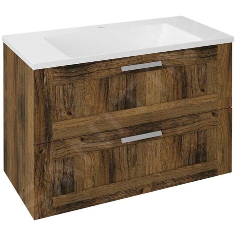 Sapho Amia - Meuble lavabo 890x600x450 mm, 2 tiroirs, chêne Collingwood AM090-1919 (1/2)