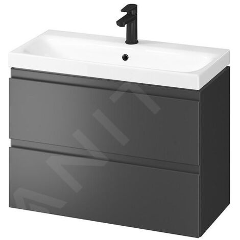 Cersanit Moduo - Meuble avec lavabo, 57x80x38 cm, 2 tiroirs, anthracite S801-476 (1/2)