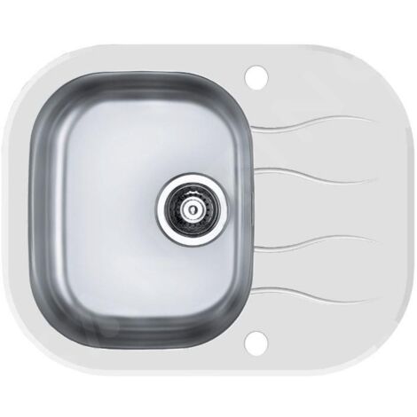 Alveus Wave - Évier 620x500 mm,avec commande de vidage, verre blanc / inox 1102727 (1/4)