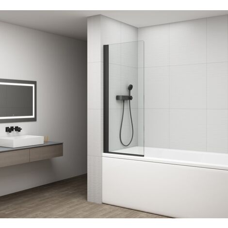ROTA BLACK écran de bain pivotant 750mm, verre clair (1/4)