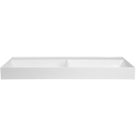 GODIVA double lavabo, bille, 119x44cm, sans trou de robinet, blanc
