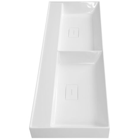 GODIVA double lavabo, bille, 119x44cm, sans trou de robinet, blanc