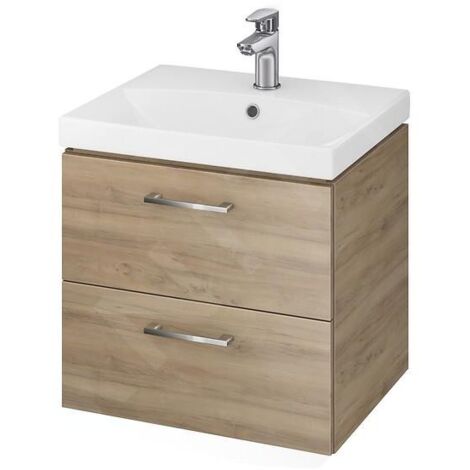 Cersanit Lara - Meuble avec lavabo, 46x49x40 cm, 2 tiroirs, noyer S801-155-DSM (1/3)