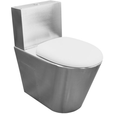 Robinet de toilette avec réservoir comprenant mécanisme de chasse et siège de toilette 370x680x620 mm, en acier inoxydable bross (1/2)